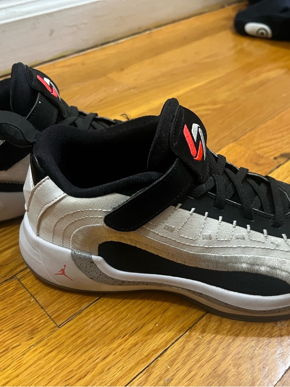 Jordan Low-Top Sneakers in Black, White & Red Accents